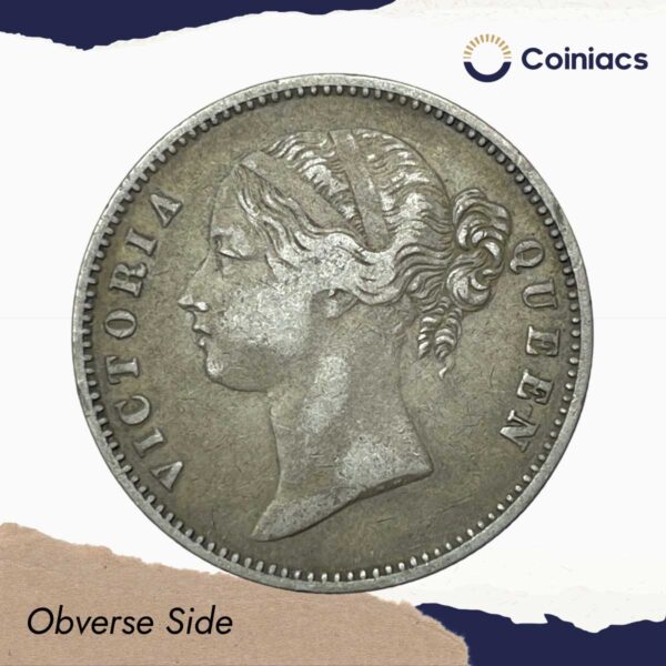 Rare One Rupee Victoria Queen Divided Legend 1840 Silver Coin, British India Uniform Coinage, Collectible. - Image 2