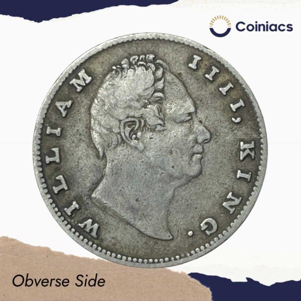 Rare One Rupee William IIII King 1835 Silver Coin, British India Uniform Coinage, Collectible. - Image 2
