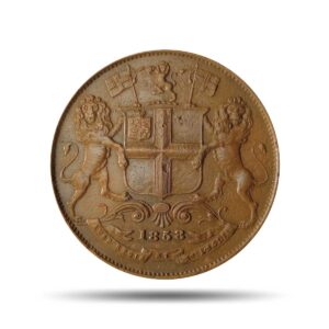 Quarter Anna East India Company 1858 Copper Coin, British India Uniform Coinage, Collectible.
