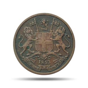 1/2 Pice East India Company 1853 Copper Coin, British India Uniform Coinage, Collectible.