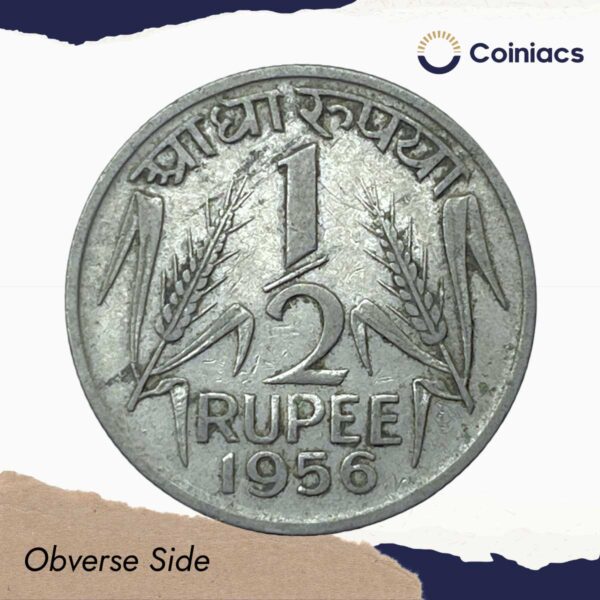 1/2 Rupee Anna Series (1950-56) Nickel Coin, Republic India Anna Series, Collectible. - Image 2