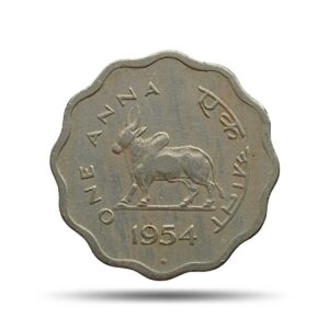 One Anna Bull Anna Series (1950-1954) Copper-Nickel Coin, Republic India Anna Series, Collectible.