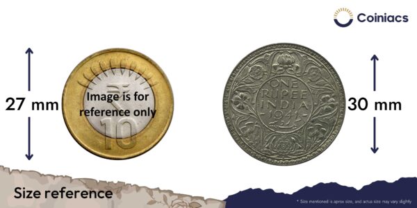 One Rupee George VI King Emperor 1941 Silver Coin, British India Uniform Coinage, Collectible. - Image 4
