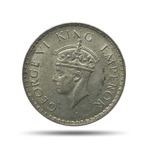 One Rupee George VI King Emperor 1941 Silver Coin, British India Uniform Coinage, Collectible.