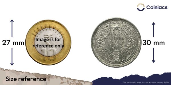 UNC Scarce One Rupee George VI King Emperor 1943 Silver Coin, British India Uniform Coinage, UNC. - Image 4