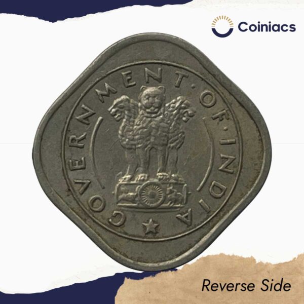 1/2 Anna Bull 1954 Calcutta Mint Copper-Nickel Coin, Republic India Anna Series, Collectible. - Image 3