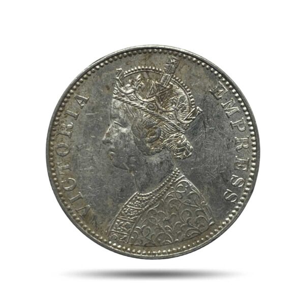 One Rupee Victoria Empress 1891 'B' Incuse Bombay Mint Silver Coin, British India Uniform Coinage, UNC. - Image 2