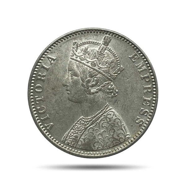 One Rupee Victoria Empress 1900 'B' Incuse Bombay Mint Silver Coin, British India Uniform Coinage, UNC. - Image 2