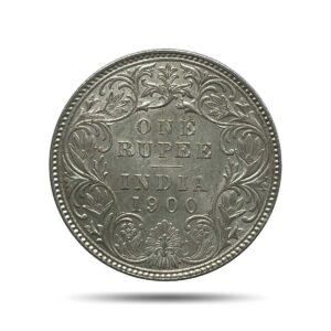 One Rupee Victoria Empress 1900 'B' Incuse Bombay Mint Silver Coin, British India Uniform Coinage, UNC.