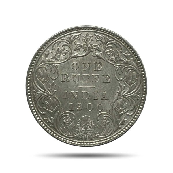 One Rupee Victoria Empress 1900 'B' Incuse Bombay Mint Silver Coin, British India Uniform Coinage, UNC.