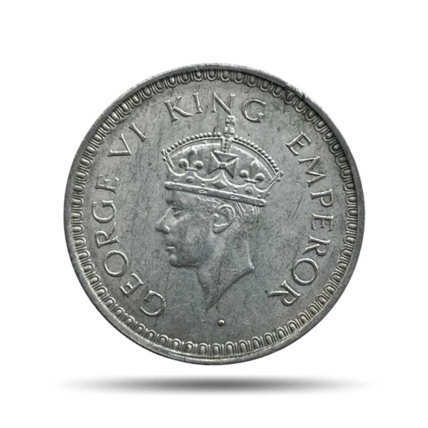 Scarce One Rupee George VI King Emperor 1943 Bombay Mint Silver Coin, British India Uniform Coinage, XF+.