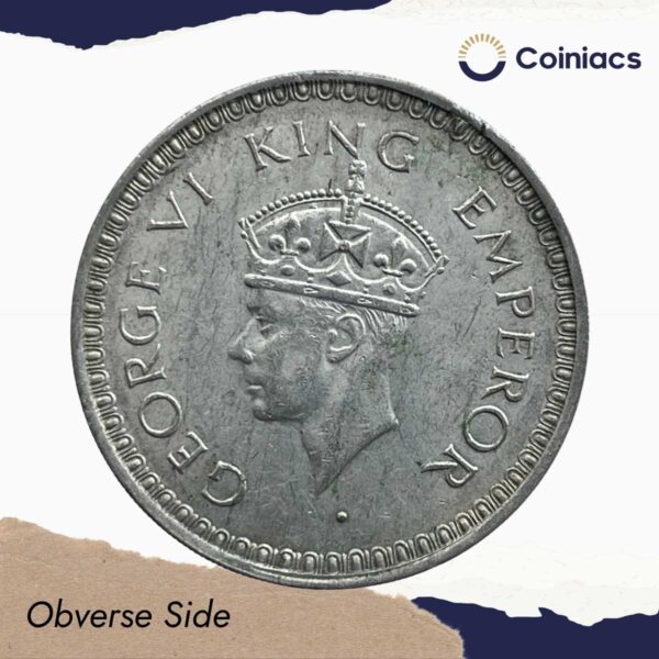 Scarce One Rupee George VI King Emperor 1943 Bombay Mint Silver Coin, British India Uniform Coinage, XF+. - Image 2