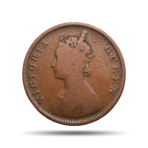 Scarce Half Anna Victoria Queen 1862 Copper Coin, British India Uniform Coinage, Collectable.