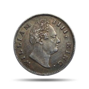 Rare Half Rupee William IIII King 1835 CE (Obv A, Rev II) 19 Berries Silver coin, British India Uniform Coinage, XF.