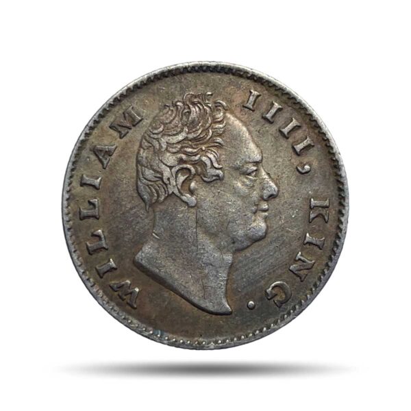 Rare Half Rupee William IIII King 1835 CE (Obv A, Rev II) 19 Berries Silver coin, British India Uniform Coinage, XF.