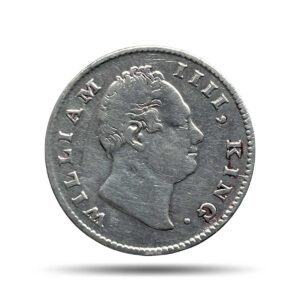 Rare Half Rupee William IIII King 1835 CE (Obv A, Rev II) 19 Berries Silver coin, British India Uniform Coinage, Fine.