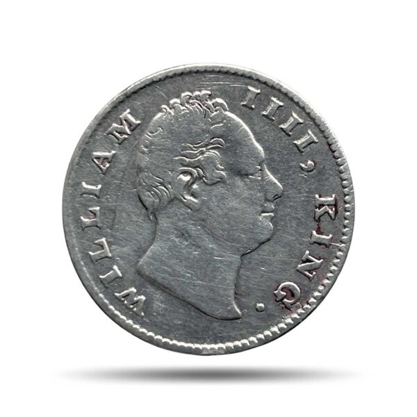 Rare Half Rupee William IIII King 1835 CE (Obv A, Rev II) 19 Berries Silver coin, British India Uniform Coinage, Fine.