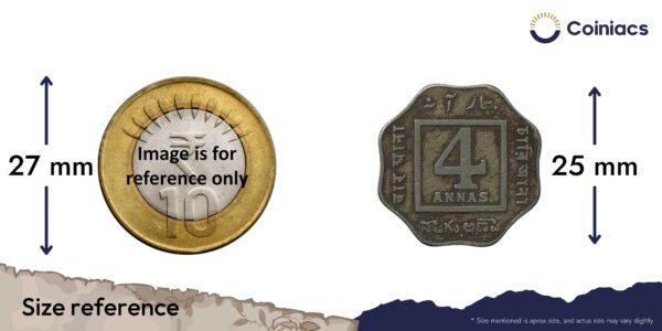 Rare 4 Annas George V King Emperor 1921 (Key Date) Bombay Mint Nickel Coin, British India Uniform Coinage, Collectible. - Image 4
