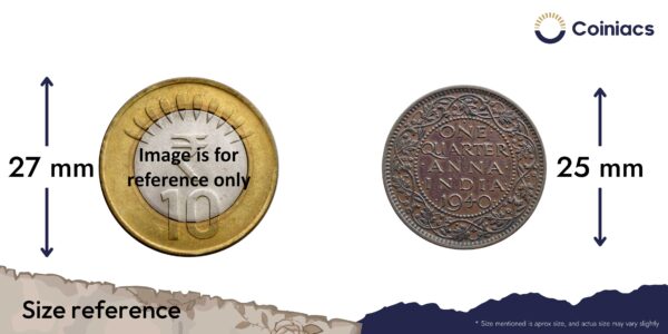 Scarce Quarter Anna George VI King Emperor 1940 Young Head (Head Type 1) Bombay Mint Bronze Coin, British India Uniform Coinage, Collectable. - Image 4