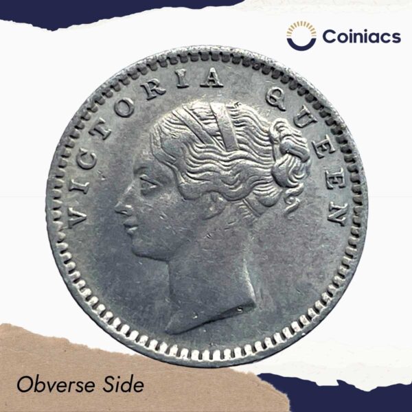 Scarce 1/4 Rupee Victoria Queen Continuous Legend 1840 CE ?S? incused (OBV-A(a), REV-I) 20 Berries Madras Mint Silver Coin, British India Uniform Coinage, XF+. - Image 2