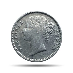 Scarce 1/4 Rupee Victoria Queen Divided Legend 1840 CE (Sheriff ) 10 Berries (6L +4R ) Silver coin, British India Uniform Coinage, Collectible.