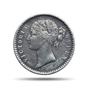 Scarce 1/4 Rupee Victoria Queen Divided Legend 1840 CE (Without Sheriff ) 10 Berries (6L +4R ) Silver coin, British India Uniform Coinage, Collectible.