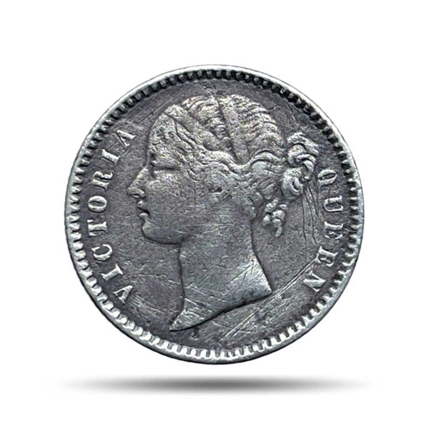 Scarce 1/4 Rupee Victoria Queen Divided Legend 1840 CE (Without Sheriff ) 10 Berries (6L +4R ) Silver coin, British India Uniform Coinage, Collectible.