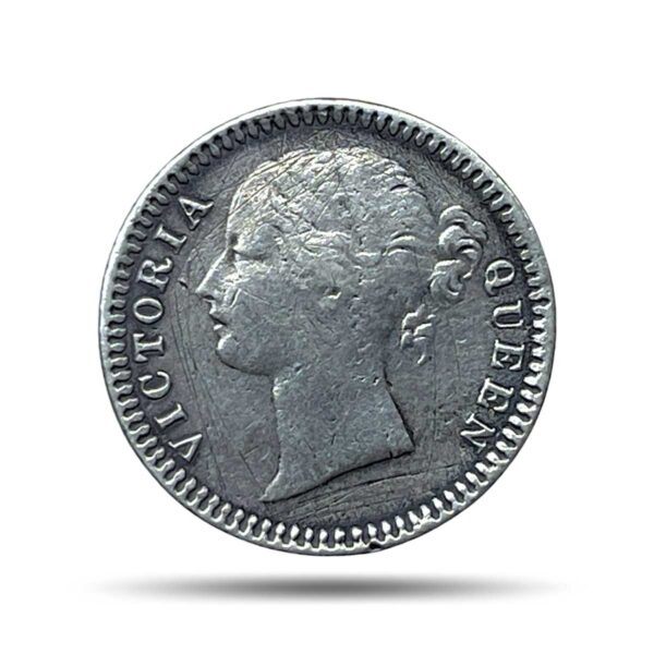 Scarce 1/4 Rupee Victoria Queen Divided Legend 1840 CE Silver coin, British India Uniform Coinage, Collectible.