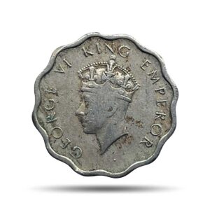 Scarce 1 Anna George VI King Emperor 1938 (Key date) Calcutta Mint Copper-Nickel Coin, British India Uniform Coinage, Collectible.