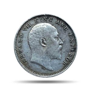 Two Annas Edward VII King And Emperor 1903 Calcutta Mint Silver Coin, British India Uniform Coinage, Collectible.