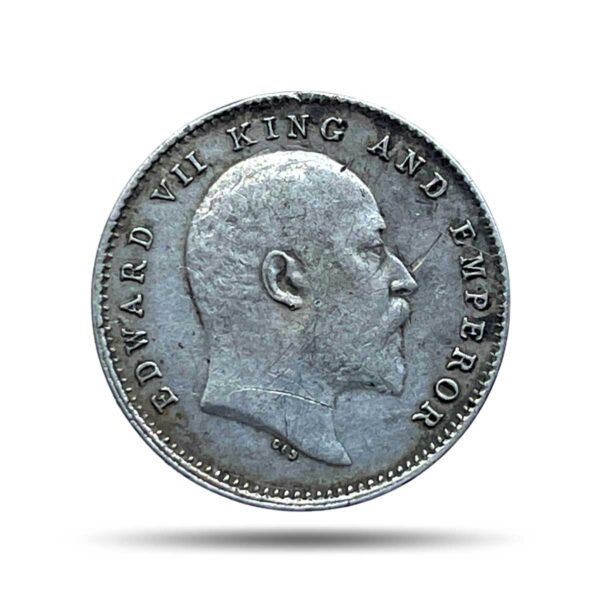 Two Annas Edward VII King And Emperor 1903 Calcutta Mint Silver Coin, British India Uniform Coinage, Collectible.