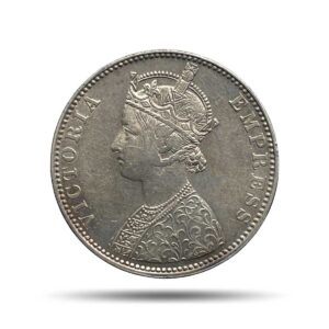 Scarce One Rupee Ganga Singh Bahadur in the name of Victoria Empress 1892 CE Silver coin, Princely State of Bikanir, XF.