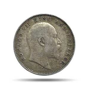 Two Annas Edward VII King And Emperor 1905 Calcutta Mint Silver Coin, British India Uniform Coinage, Collectible.