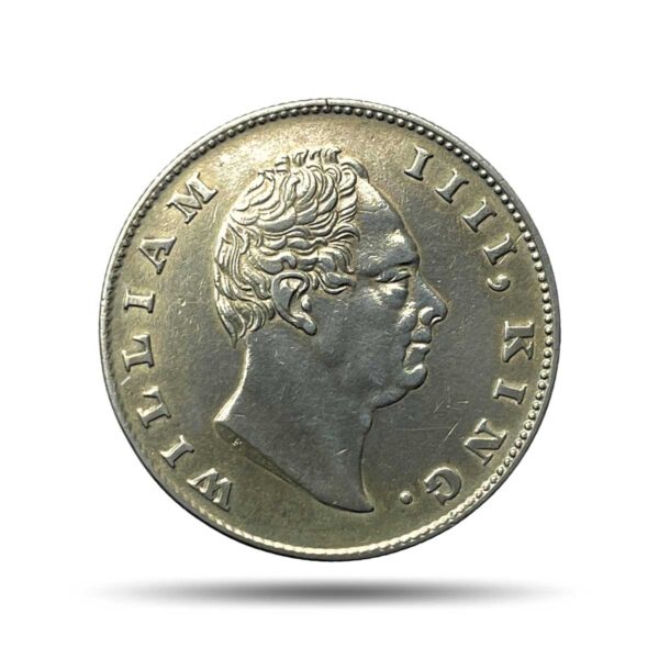 Rare One Rupee William IIII King 1835 'F' Incused (Obv- A, Rev-II) 19 Berries Calcutta Mint Silver Coin, British India Uniform Coinage, Collectible.