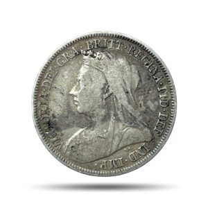 One Shilling Victoria (3rd Portraiy) 1896 CE Silver Coin, United Kingdom, Collectible.