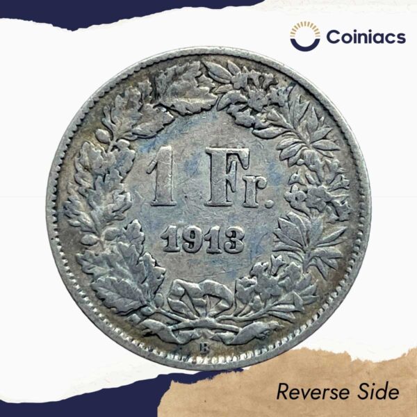 1 Franc Helvetia standing 1919 Switzerland Mint Silver Old Coin, Switzerland, Collectible. - Image 3
