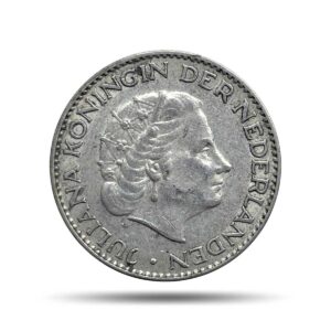 1 Gulden Juliana 1955 Royal Dutch Mint Silver Coin, Netherlands, Collectible.
