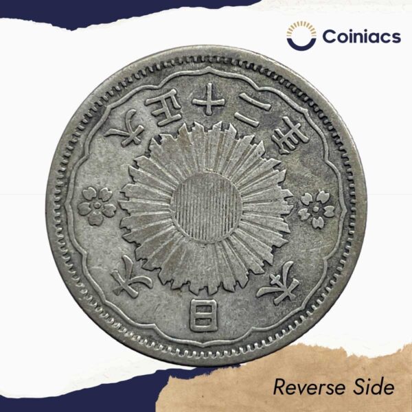 50 Sen Taisho Year 12 of Taisho (1923 CE) Silver Coin, Japan, Collectible. - Image 3
