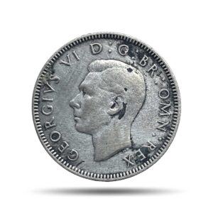 One Shilling George VI 1938 CE (English crest) Silver Coin, United Kingdom, Collectible.