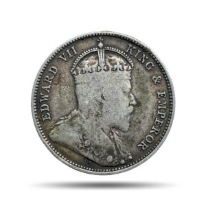 20 Cents Edward VII King & Emperor 1903 CE Silver Coin, Straits Settlements (British Malaysia), Collectible.