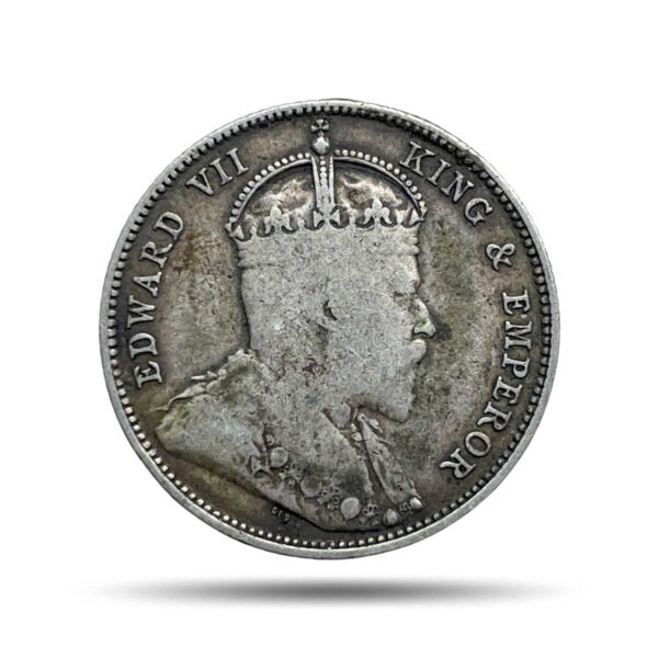 20 Cents Edward VII King & Emperor 1903 CE Silver Coin, Straits Settlements (British Malaysia), Collectible.