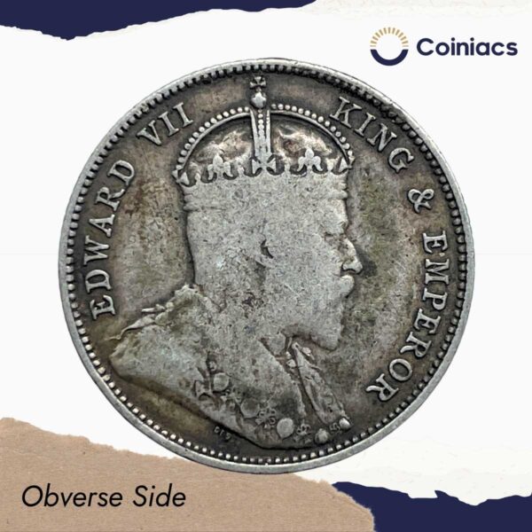 20 Cents Edward VII King & Emperor 1903 CE Silver Coin, Straits Settlements (British Malaysia), Collectible. - Image 2