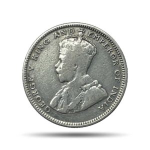 20 Cents George V 1926 CE Silver Coin, Straits Settlements (British Malaysia), Collectible.