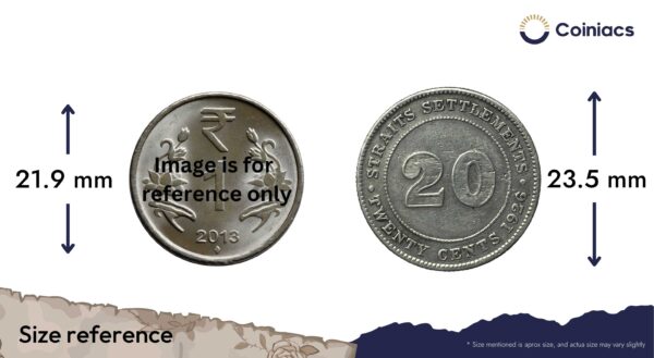 20 Cents George V 1926 CE Silver Coin, Straits Settlements (British Malaysia), Collectible. - Image 4