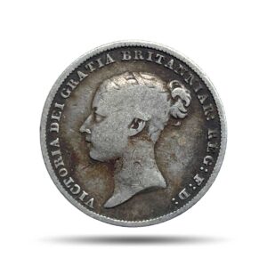 6 Pence Victoria (1st portrait) 1844 CE Silver Coin, United Kingdom, Collectible.