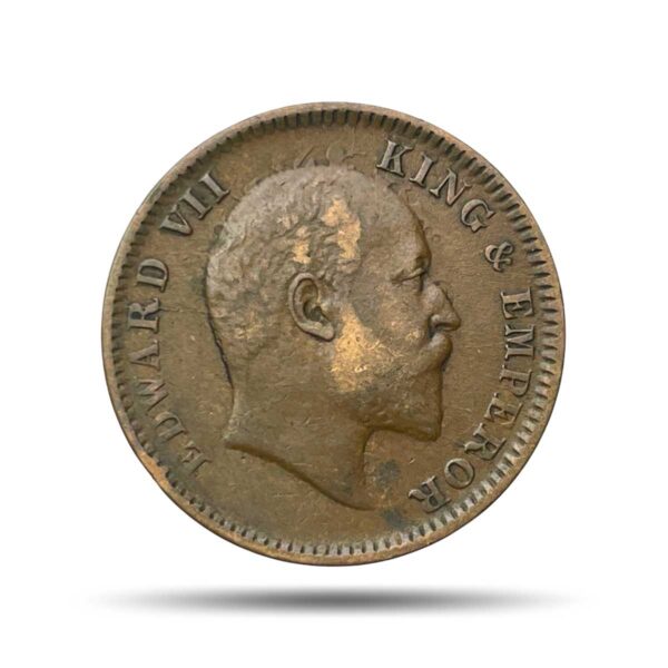 One Quarter Anna Edward VII King & Emperor Calcutta Mint (1903-1910) Bronze Coin, British India Uniform Coinage, Collectible.