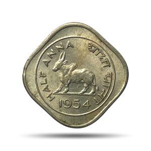 1/2 Anna Bull Anna Series (1950-1955) Copper-Nickel Coin, Republic India Anna Series, UNC.