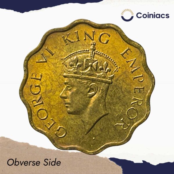 1 Anna George VI King Emperor (1942-45) Nickel-Brass Coin, British India Uniform Coinage, UNC. - Image 2