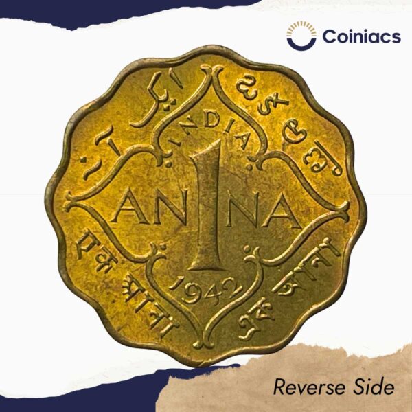 1 Anna George VI King Emperor (1942-45) Nickel-Brass Coin, British India Uniform Coinage, UNC. - Image 3