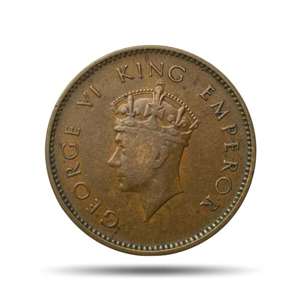 One Quarter Anna George VI King Emperor (Head I) 1938 Bronze Coin, British India Uniform Coinage, Collectible.
